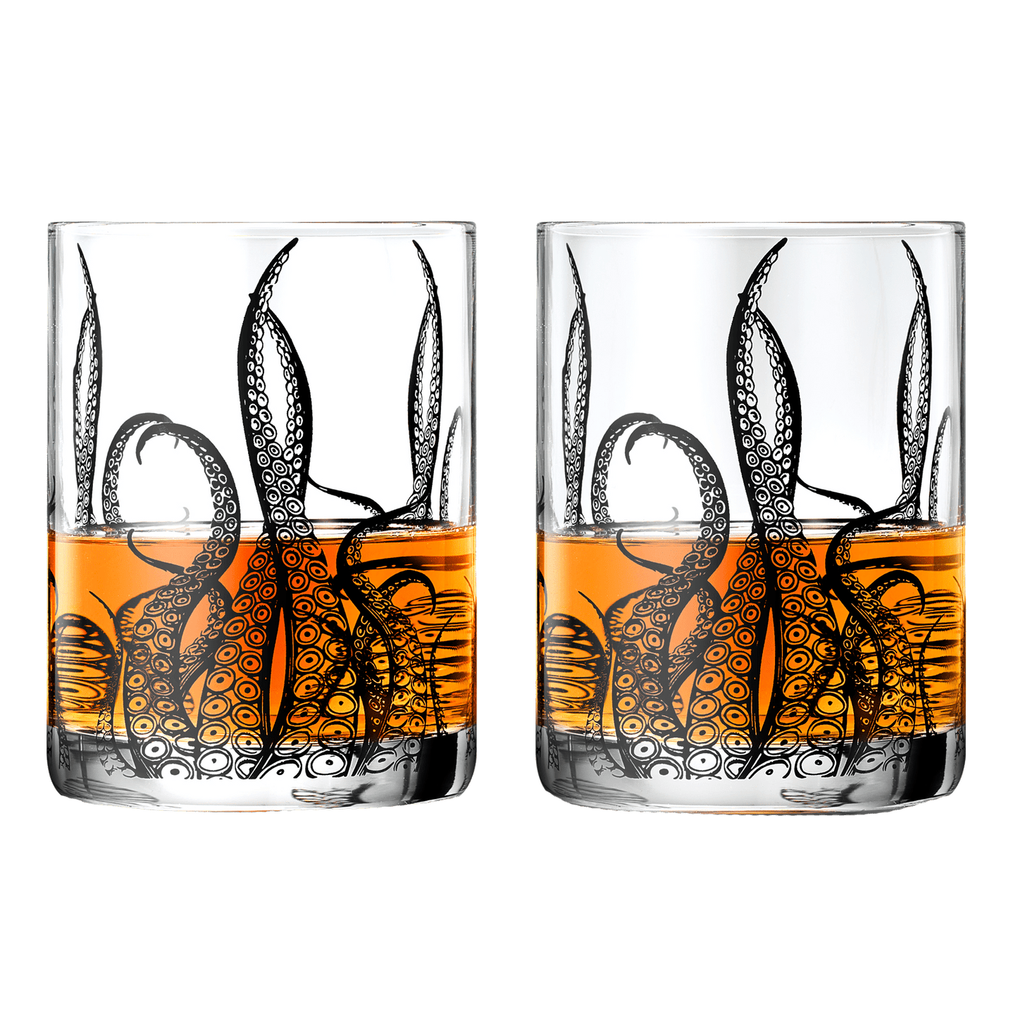 Octopus Tentacle Whiskey Glassware | Set of 2 | 9 OZ Handmade Craft Beer, Cocktail, Water, Bar Rock Glass - Kraken Tumbler Gift Set, Old Fashioned Rocks Glasses, Antique Design Extraordinary Detail by The Wine Savant - I Bought a Yard Sale
