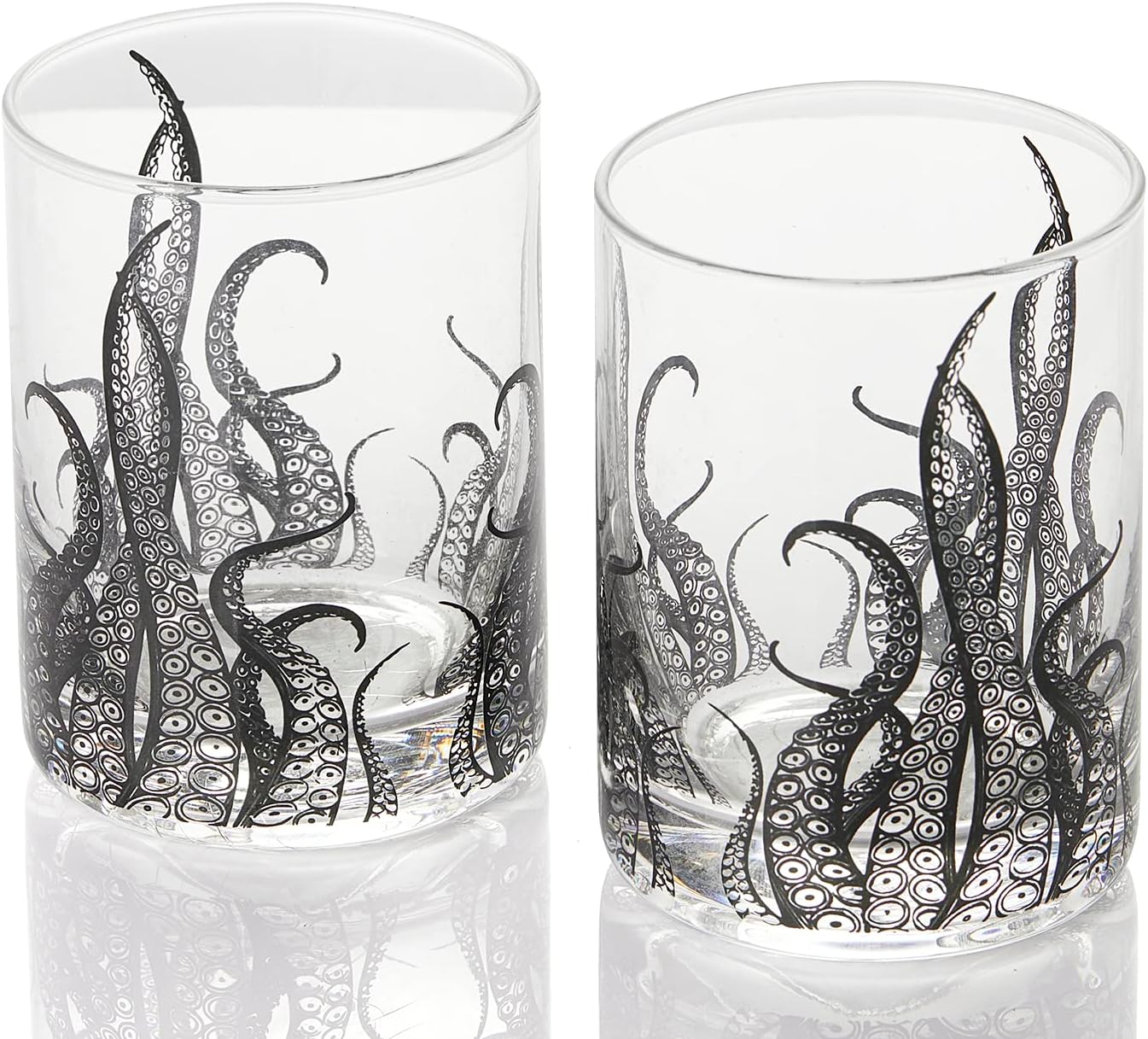 Octopus Tentacle Whiskey Glassware | Set of 2 | 9 OZ Handmade Craft Beer, Cocktail, Water, Bar Rock Glass - Kraken Tumbler Gift Set, Old Fashioned Rocks Glasses, Antique Design Extraordinary Detail by The Wine Savant - I Bought a Yard Sale