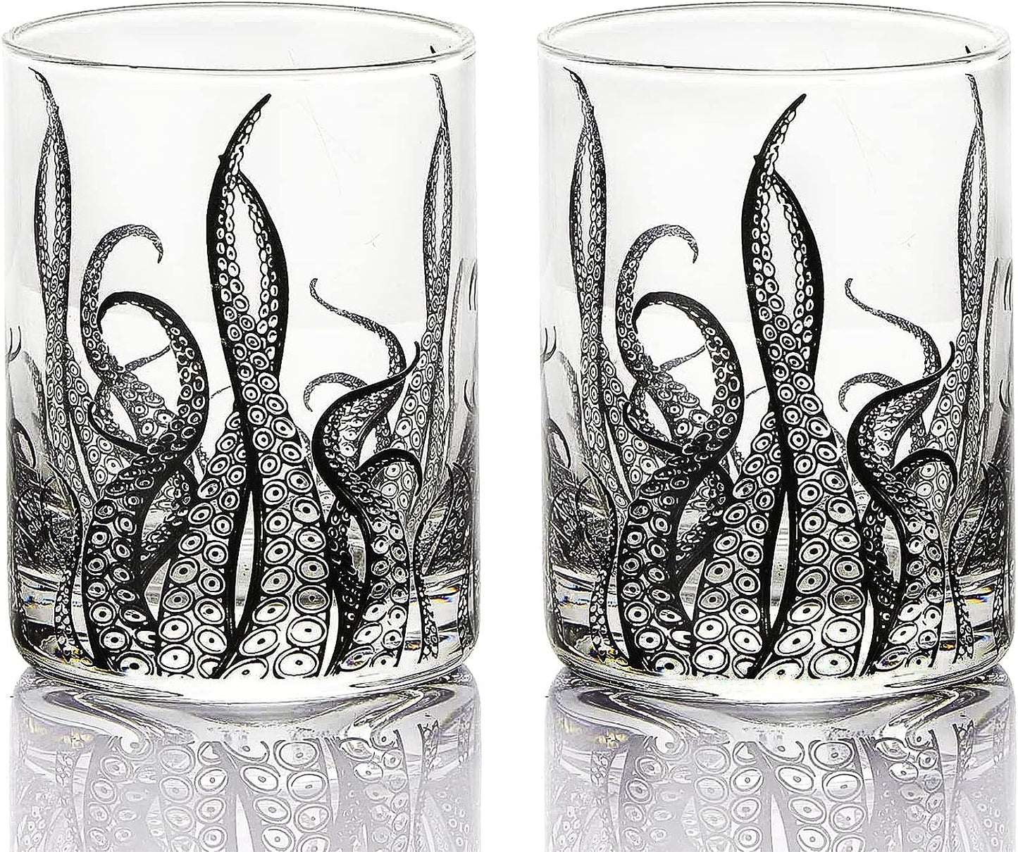 Octopus Tentacle Whiskey Glassware | Set of 2 | 9 OZ Handmade Craft Beer, Cocktail, Water, Bar Rock Glass - Kraken Tumbler Gift Set, Old Fashioned Rocks Glasses, Antique Design Extraordinary Detail by The Wine Savant - I Bought a Yard Sale