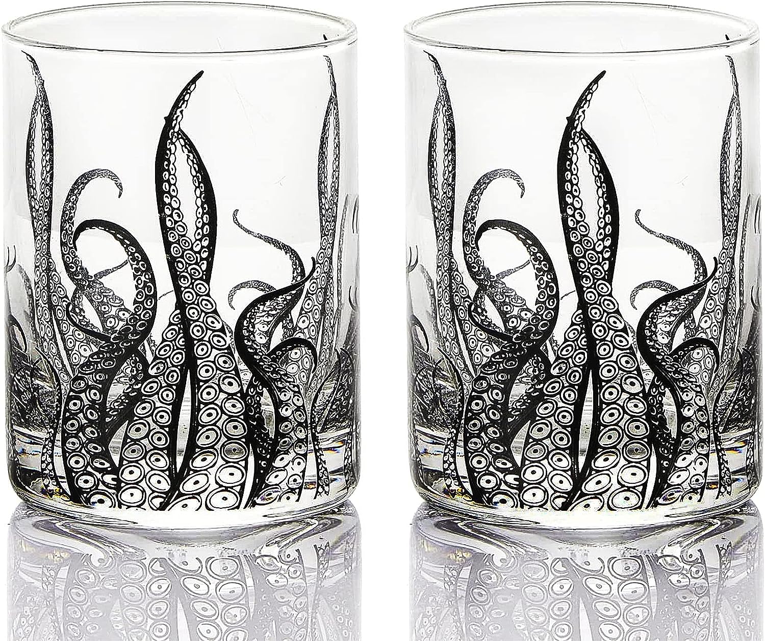 Octopus Tentacle Whiskey Glassware | Set of 2 | 9 OZ Handmade Craft Beer, Cocktail, Water, Bar Rock Glass - Kraken Tumbler Gift Set, Old Fashioned Rocks Glasses, Antique Design Extraordinary Detail by The Wine Savant - I Bought a Yard Sale
