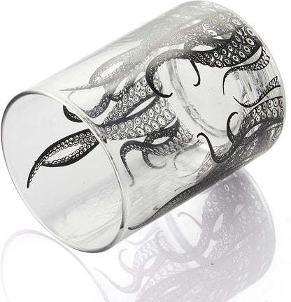 Octopus Tentacle Whiskey Glassware | Set of 2 | 9 OZ Handmade Craft Beer, Cocktail, Water, Bar Rock Glass - Kraken Tumbler Gift Set, Old Fashioned Rocks Glasses, Antique Design Extraordinary Detail by The Wine Savant - I Bought a Yard Sale