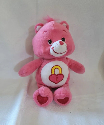 Plush Pink care bear secret bear 2005 with heart lock - I Bought a Yard Sale