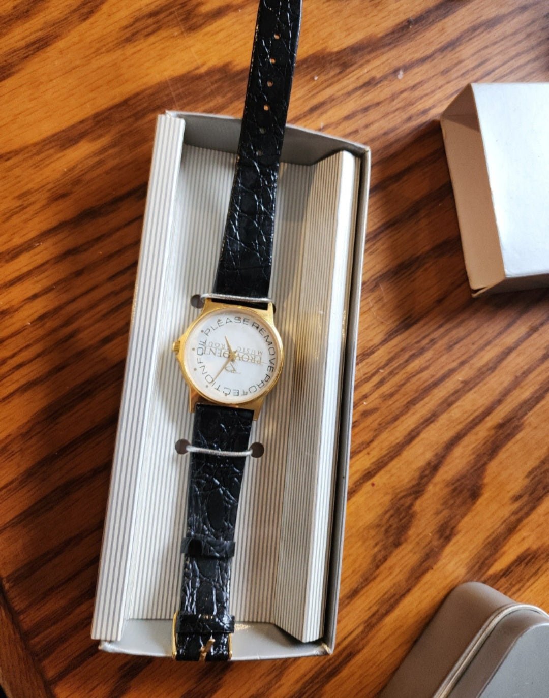 Provident Music Group Watch Gold Tone Watch with leather band - I Bought a Yard Sale