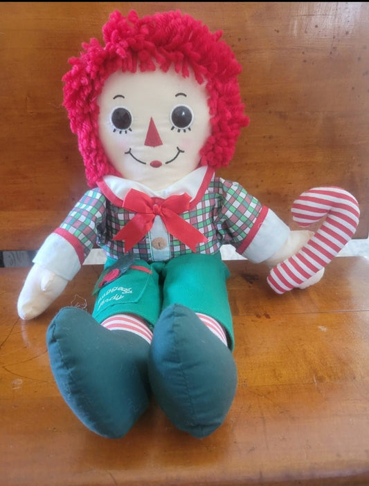 Raggedy Andy Christmas Edition Holiday Doll, 18", 2007. Features a candy cane - I Bought a Yard Sale