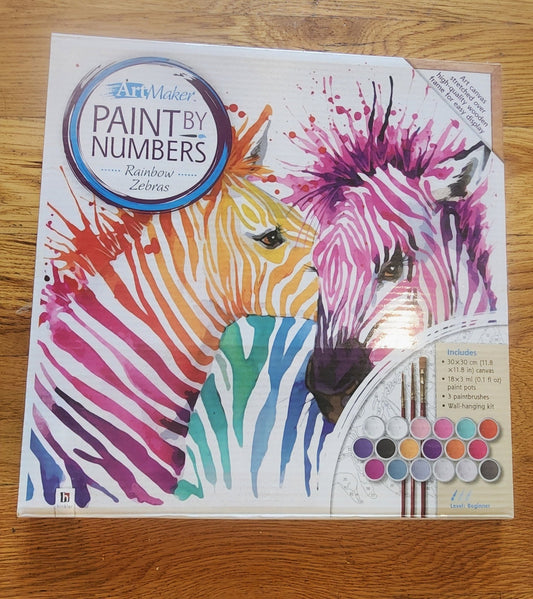 RAINBOW ZEBRAS paint by Numbers. 11.8" x 11.8" - I Bought a Yard Sale