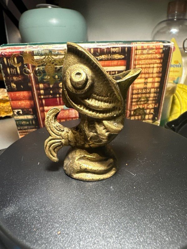 Rare Antique Primitive Hand Made Bronze Brass Fish Ashtray Figure - I Bought a Yard Sale