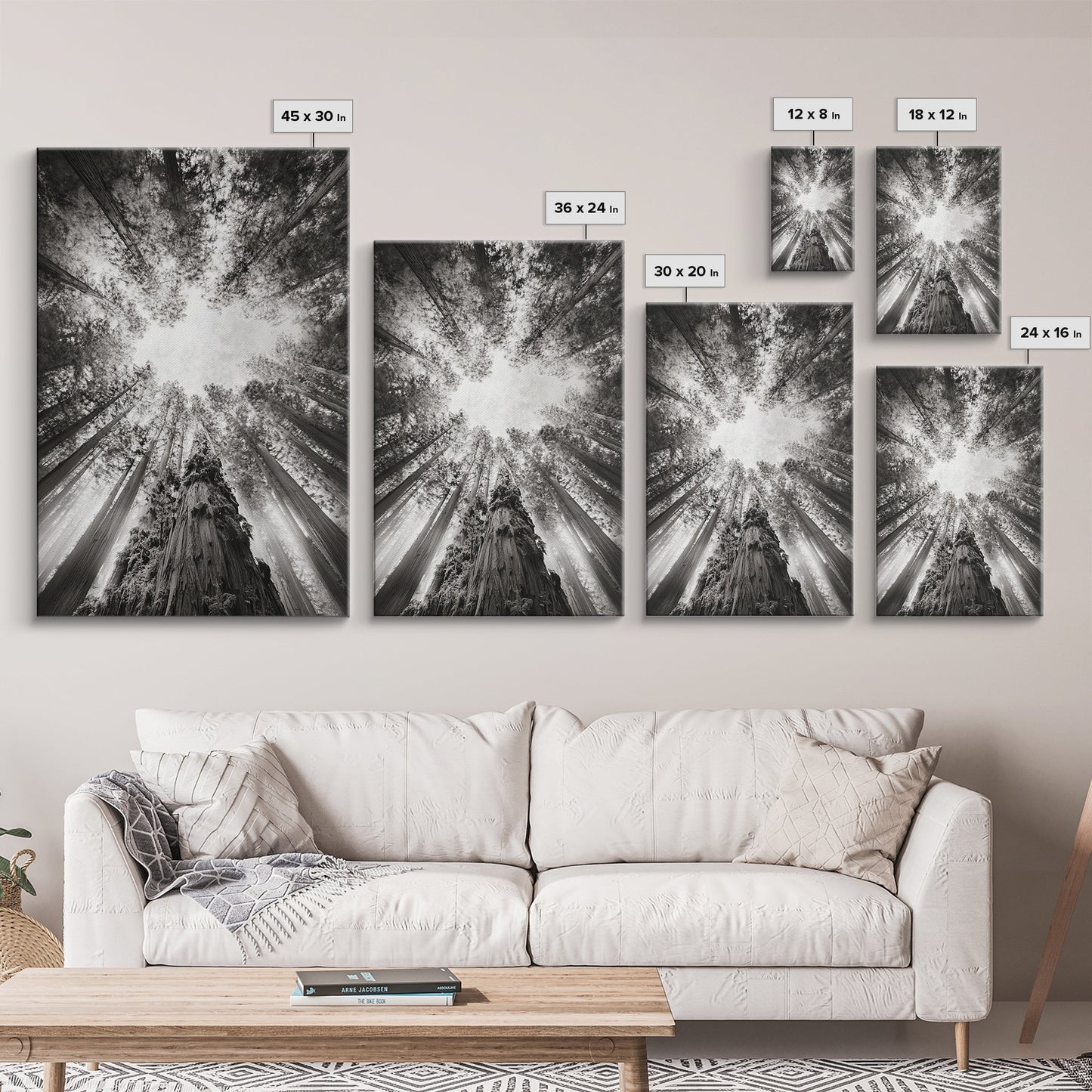 Redwood Canopy Sky, Majestic Forest Trees, Vertical Nature Scene, Framed Canvas Print, Wilderness Wall Art, Lodge or Den Decor - I Bought a Yard Sale