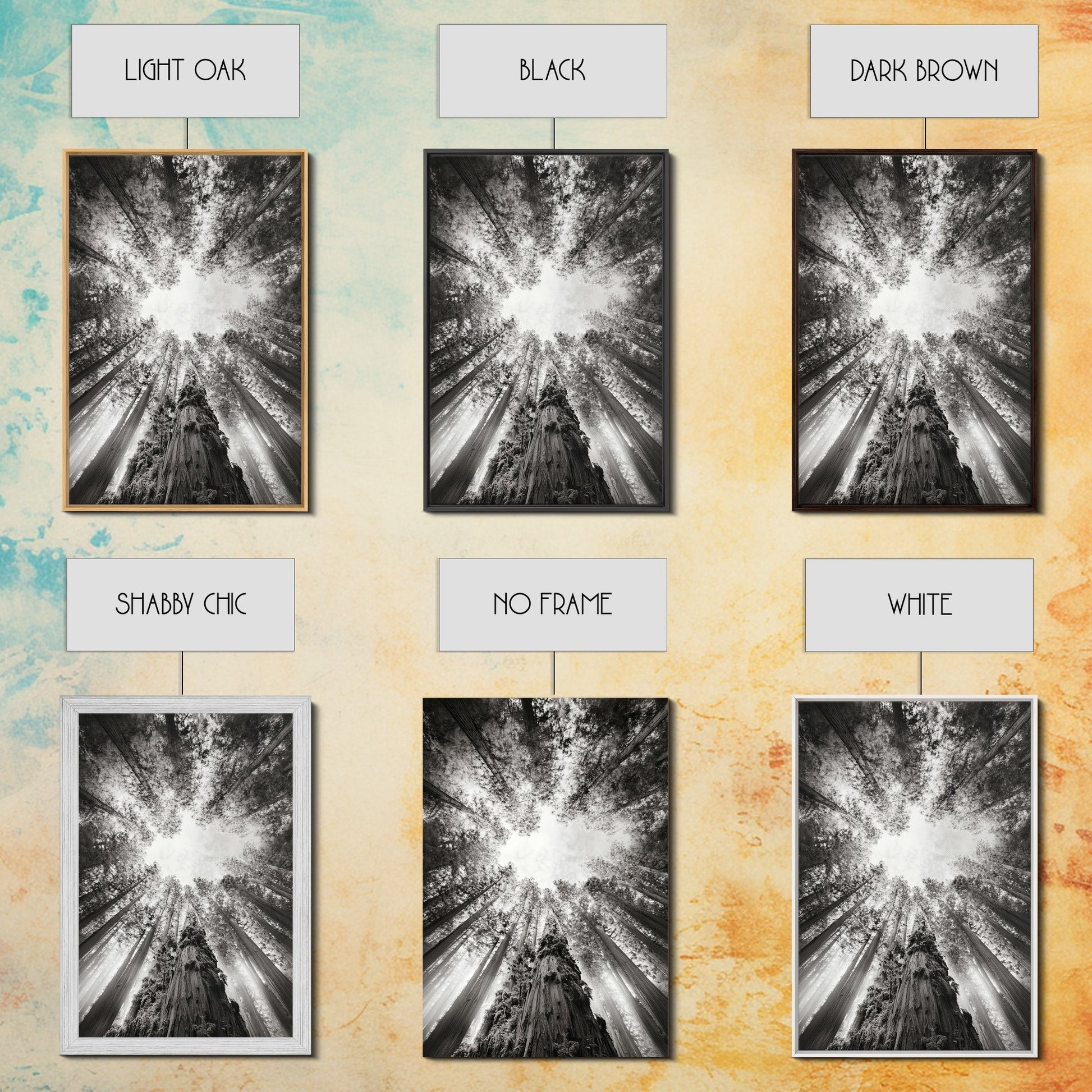 Redwood Canopy Sky, Majestic Forest Trees, Vertical Nature Scene, Framed Canvas Print, Wilderness Wall Art, Lodge or Den Decor - I Bought a Yard Sale