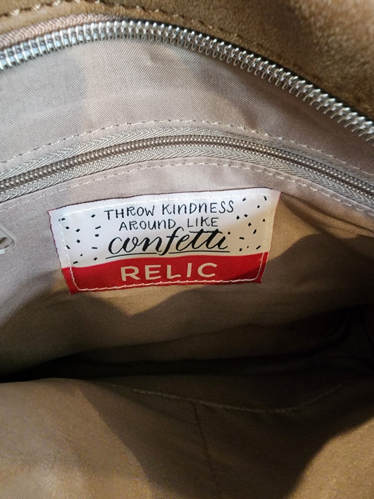 Relic Confetti Purse Shoulder Crossbody Bag 3 Zippers - Tassels Light Weight Brown - I Bought a Yard Sale