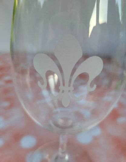 Riedel Wine Glass with Fleur De Lis 8 oz (107) - I Bought a Yard Sale
