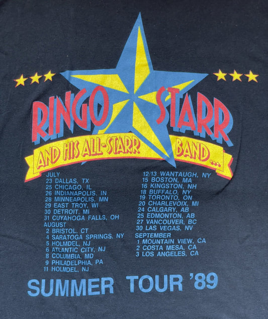 Ringo Starr & All His All - Starr Band... Summer Tour '89 Black Shirt | 50/50 Men's XL Short Sleeve T-Shirt | - I Bought a Yard Sale