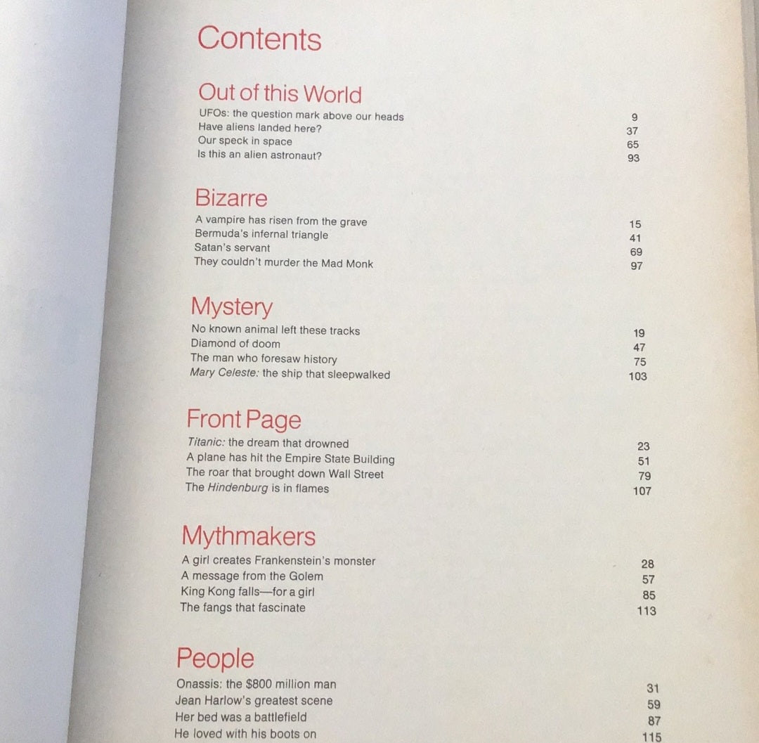 7 Out of this World Books date is 1976-1978 Library Of Bizarre & Extraordinary