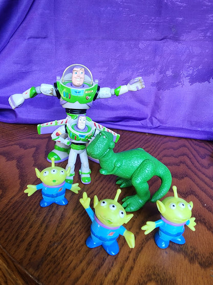 Toy Story Action Figure Lot - Buzz Lightyear, Rex, Little Green Men Aliens - Disney Pixar