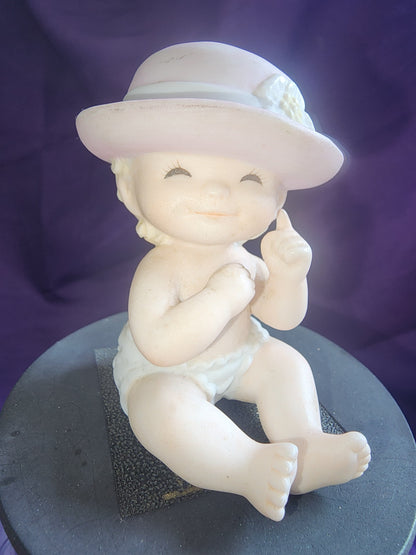 Vintage 1985 Gorham DBGCI Smiling Baby Figurine with floral Hat