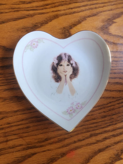 Enesco 1980 Plate The Look of Love Trinket Dish Girl Portrait