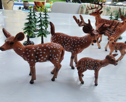 Woodland Deer Cake Topper, Early Educational Waterproof White-Deer Figurine,