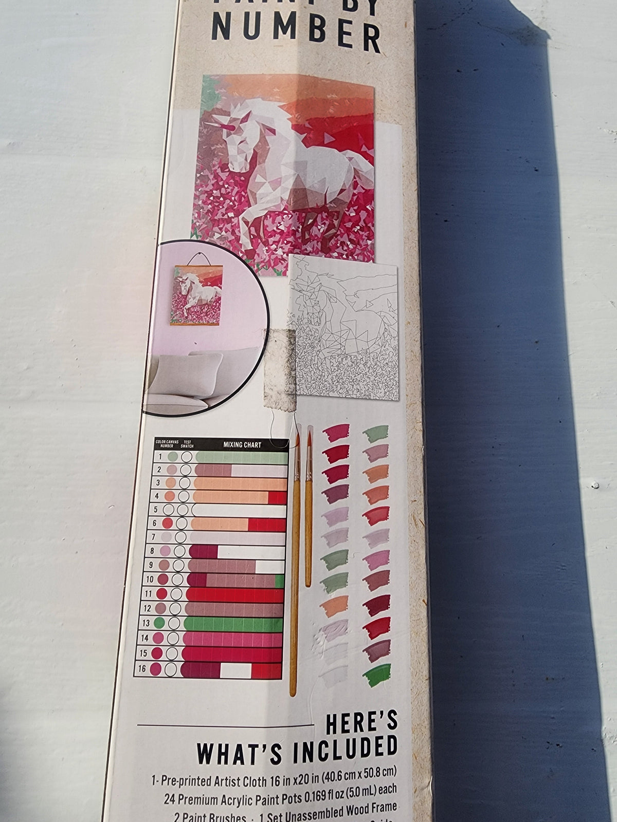 Unicorn Canvas - Paint by Number - 16 in. x 20 in. - Plus Solid Wood Frame - 8+