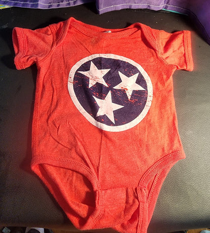 Tennessee Tri-star  Onesie 6 Months Red White & Blue