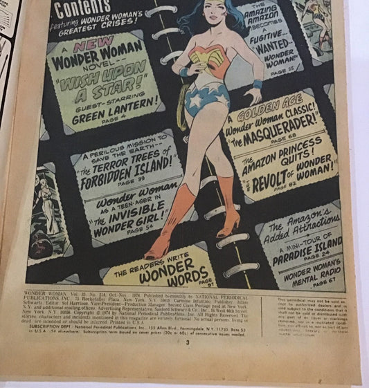 Wonder Woman DC Comic #214 1974