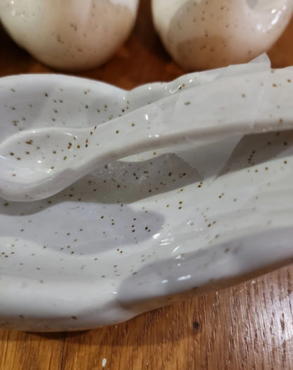 Four Floor 9 Peacock Dipping Bowls with Spoon