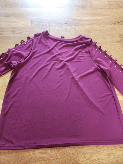 Robert Louis 2x wine Blouse with ladder sleeves and embelleshments - I Bought a Yard Sale