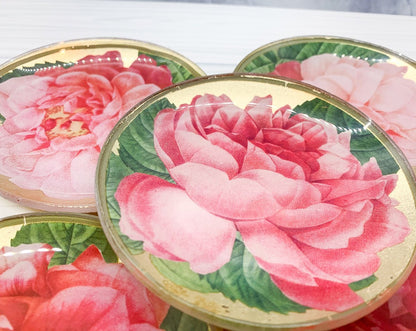 Rose Decoupage Trinket Tray Gold Leaf Vintage Jewelry Dish Coaster - I Bought a Yard Sale