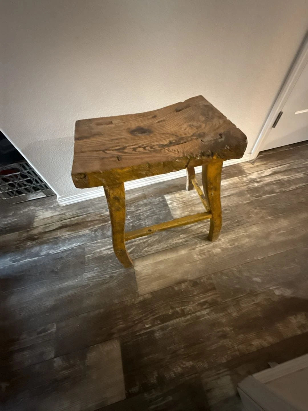 Antique Rustic Elm Saddle Stool