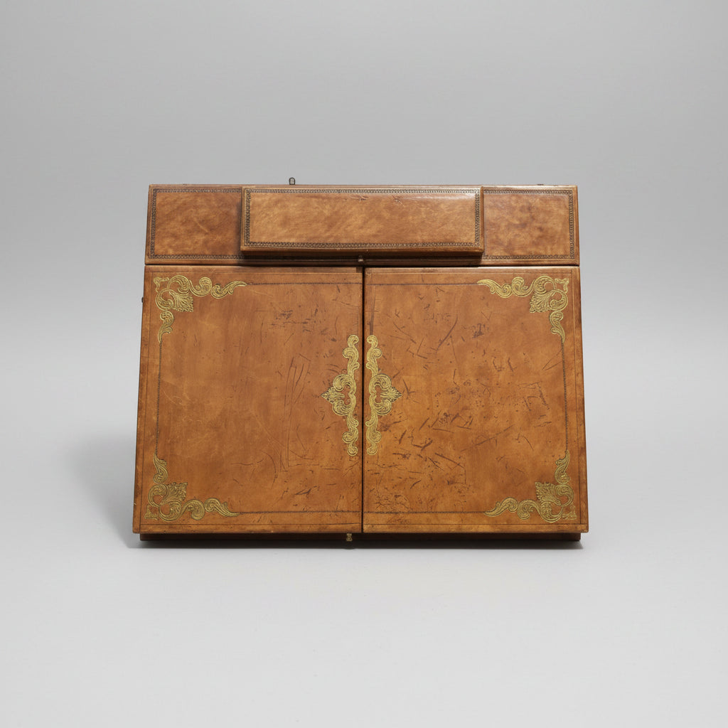 English Victorian Antique Leather Writing Box/Lap Desk