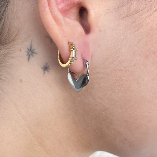 Silver Heart Lock Huggies - I Bought a Yard Sale