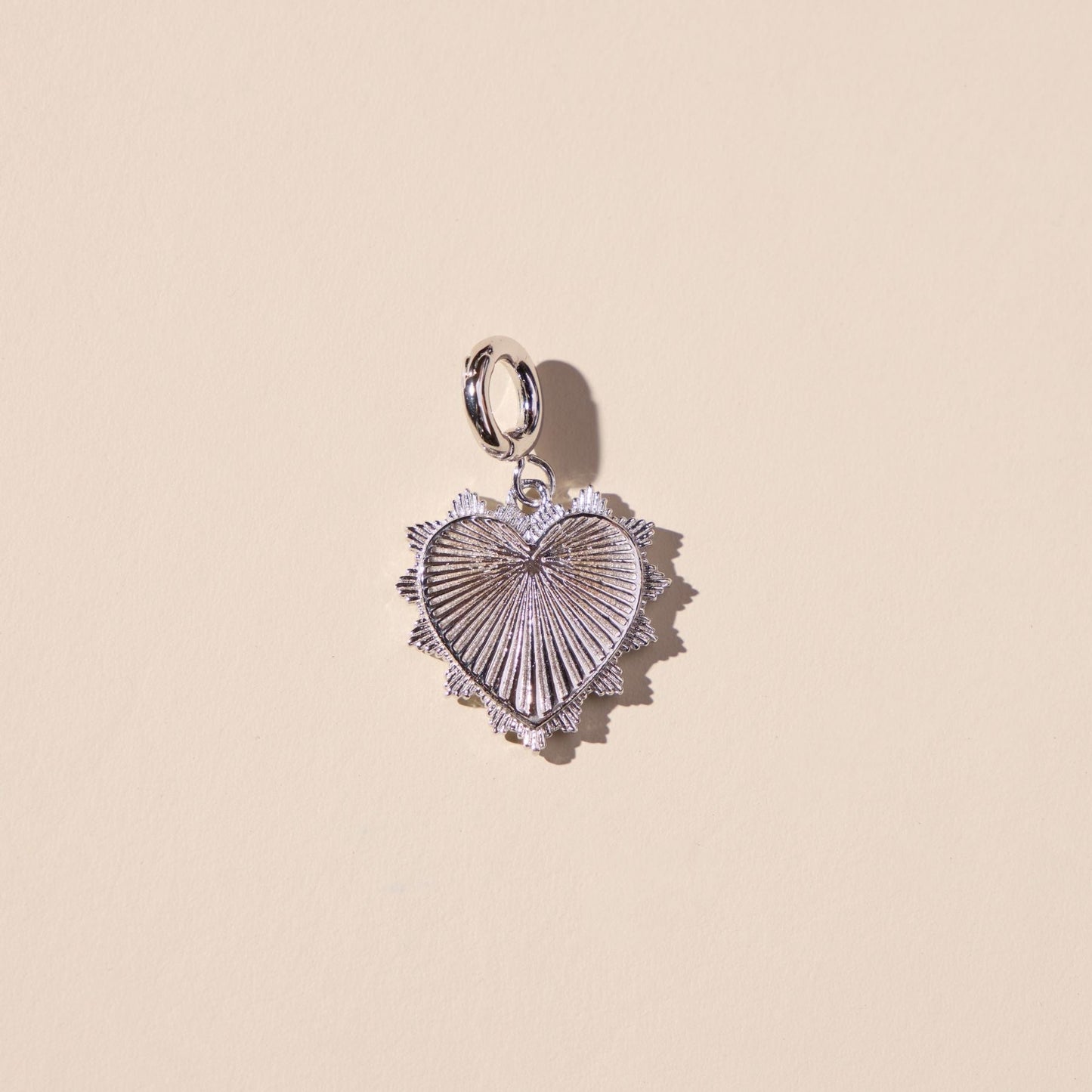 Silver Sunburst Heart Charm - I Bought a Yard Sale