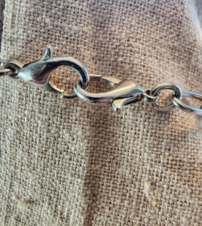 Silver Tone Necklace with White octagon beads light weight - I Bought a Yard Sale