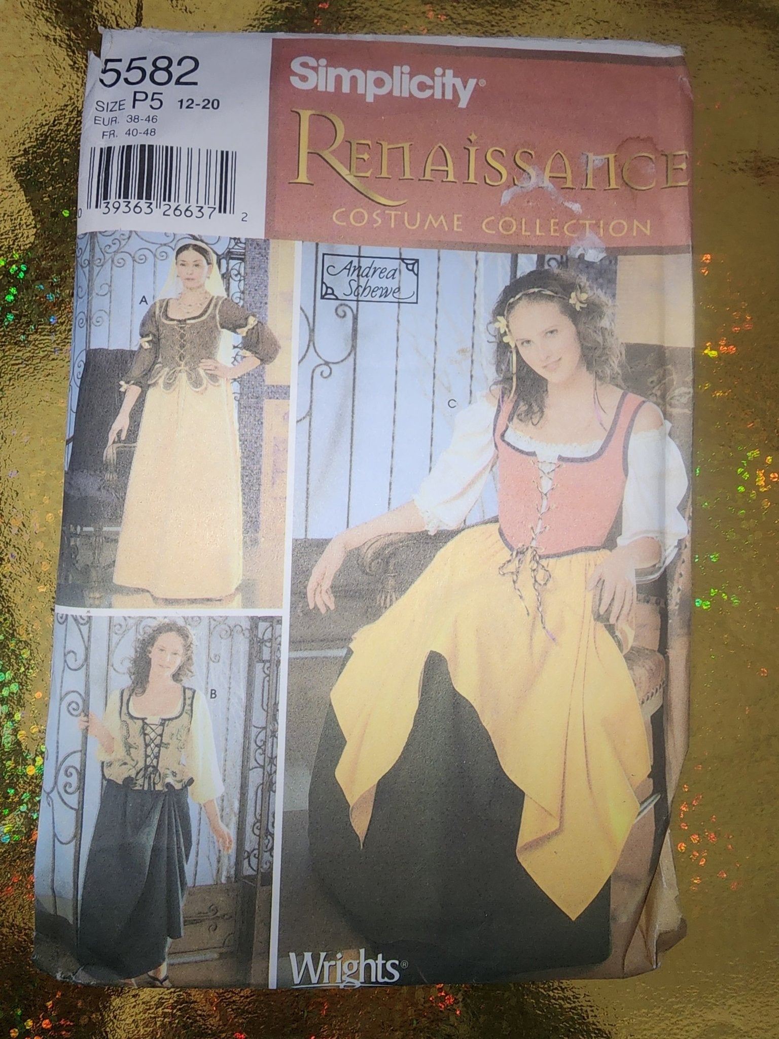 SIMPLICITY 5582 Renaissance Costume Pattern P5 12 14 16 18 Partially cut to s18 - I Bought a Yard Sale