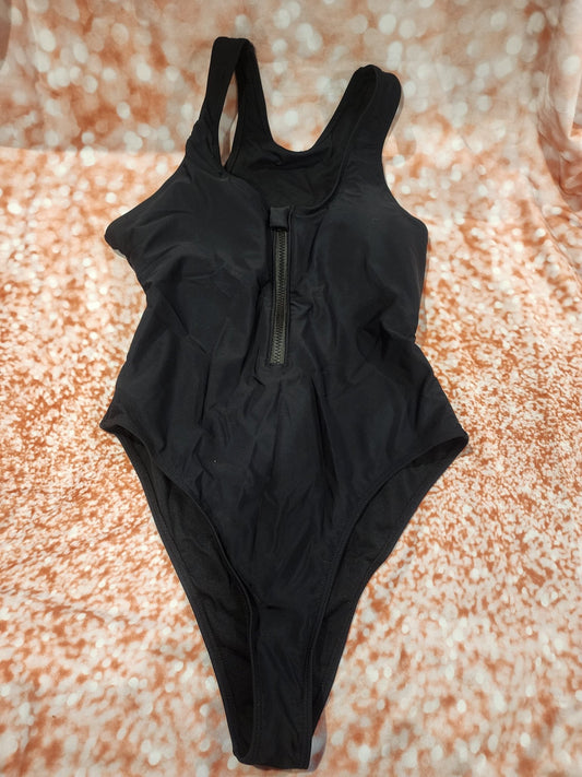 Sleek and stylish black one - piece swimsuit, perfect for the beach or pool L - I Bought a Yard Sale