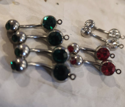 Sparkling Lot of 14 Double Jewel Belly button Rings - I Bought a Yard Sale