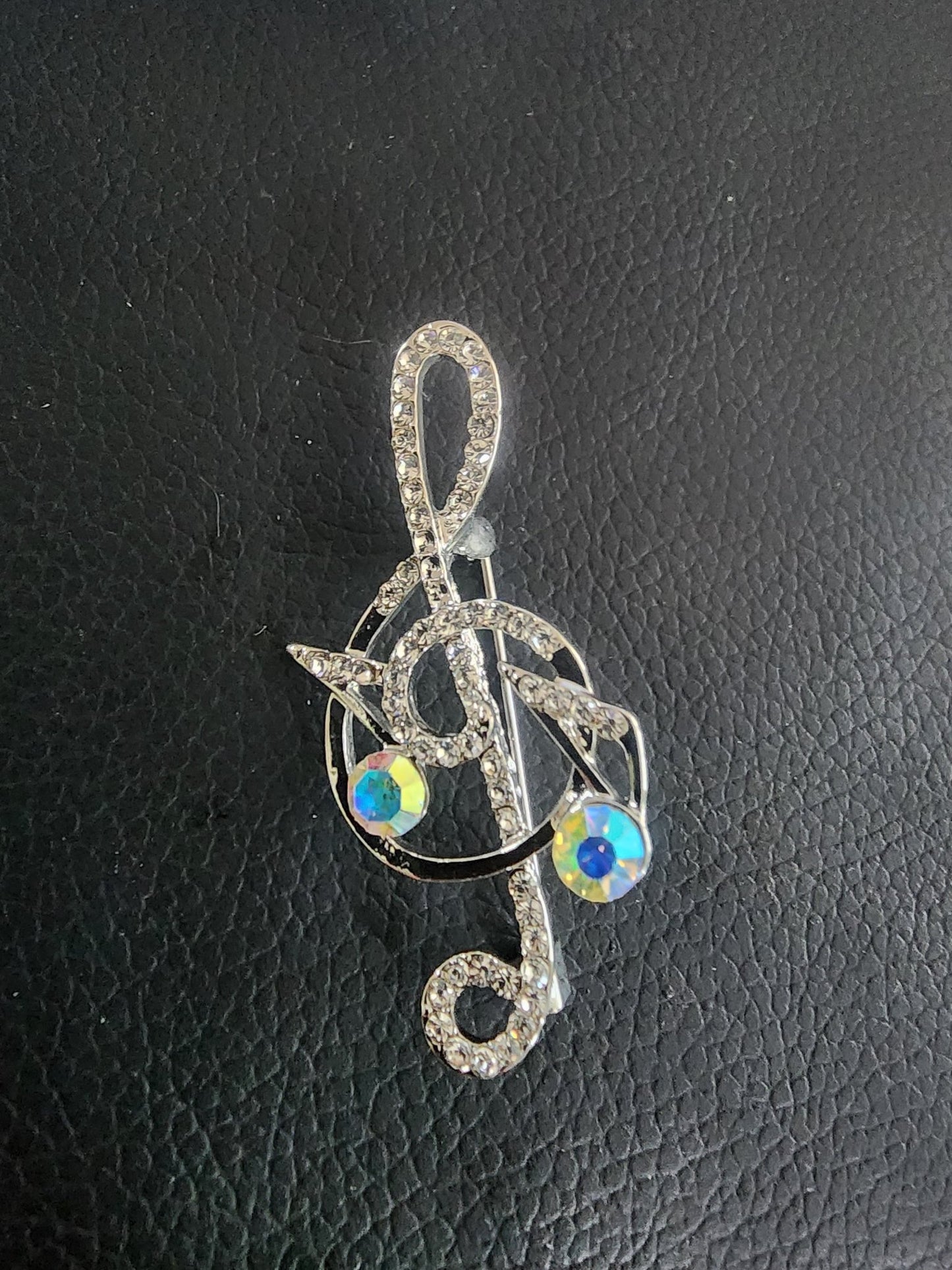 Sparkling Musical Elegance: Rhinestone Treble Clef Brooch - I Bought a Yard Sale