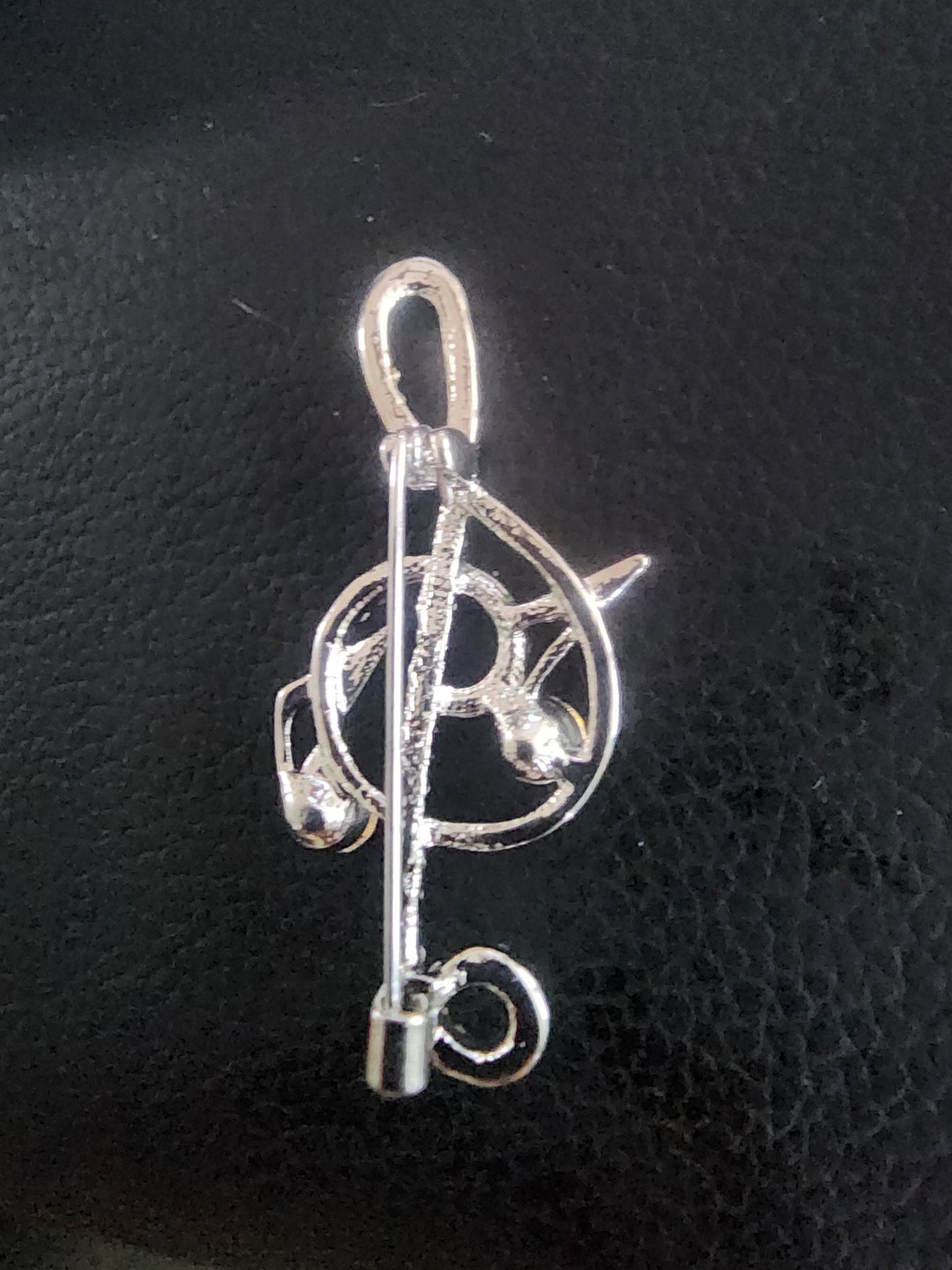 Sparkling Musical Elegance: Rhinestone Treble Clef Brooch - I Bought a Yard Sale