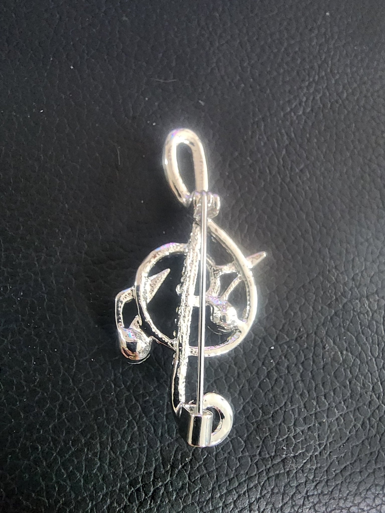 Sparkling Musical Elegance: Rhinestone Treble Clef Brooch - I Bought a Yard Sale