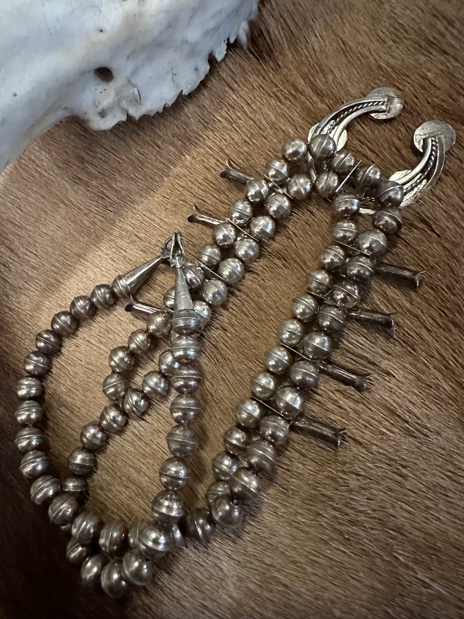 Sterling Silver and Genuine Turquoise Navajo Made Squash Blossom Necklace - I Bought a Yard Sale