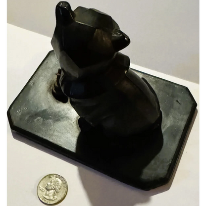 Vintage Art Deco Bulldog Inkwell Base 🐶 – Interwar European Cast Metal Desk Piece