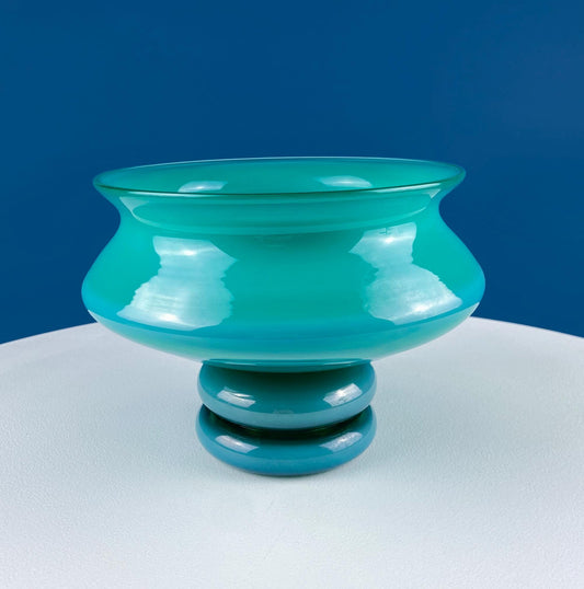 Stunning Jade Color Hand Blown Glass Footed Bowl. Semi - Opaque Glass Modern Glass Art. Modern Home Decor. Interior Design Ideas. Gift for Him - I Bought a Yard Sale