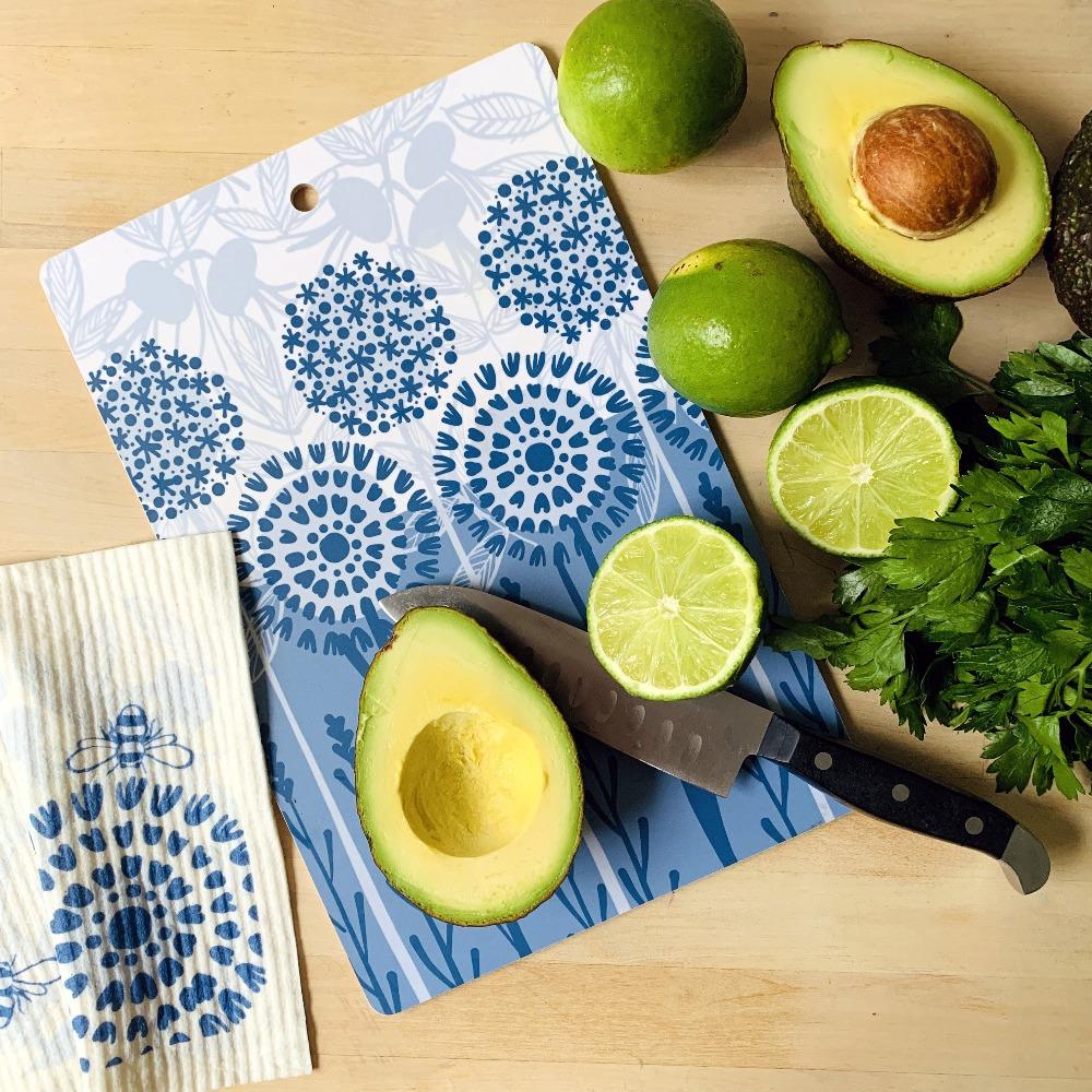 Sustainable Cutting Board | Bloom in Blue - I Bought a Yard Sale