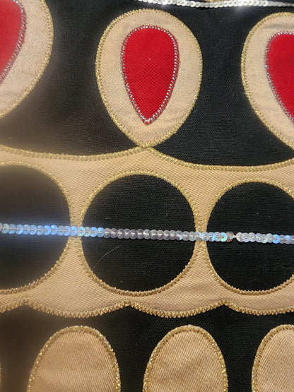 Talbots Women's Shoulder Bag Tote - Red, Black, Tan & Gold with Silver Sequins - I Bought a Yard Sale