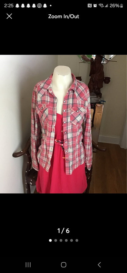 Teen's Pink Plaid Flannel Shirt by Vanilla Star (S) - I Bought a Yard Sale