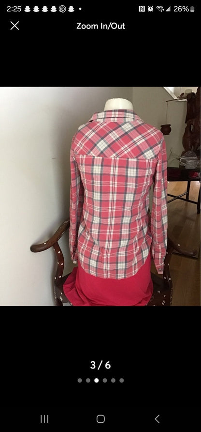Teen's Pink Plaid Flannel Shirt by Vanilla Star (S) - I Bought a Yard Sale