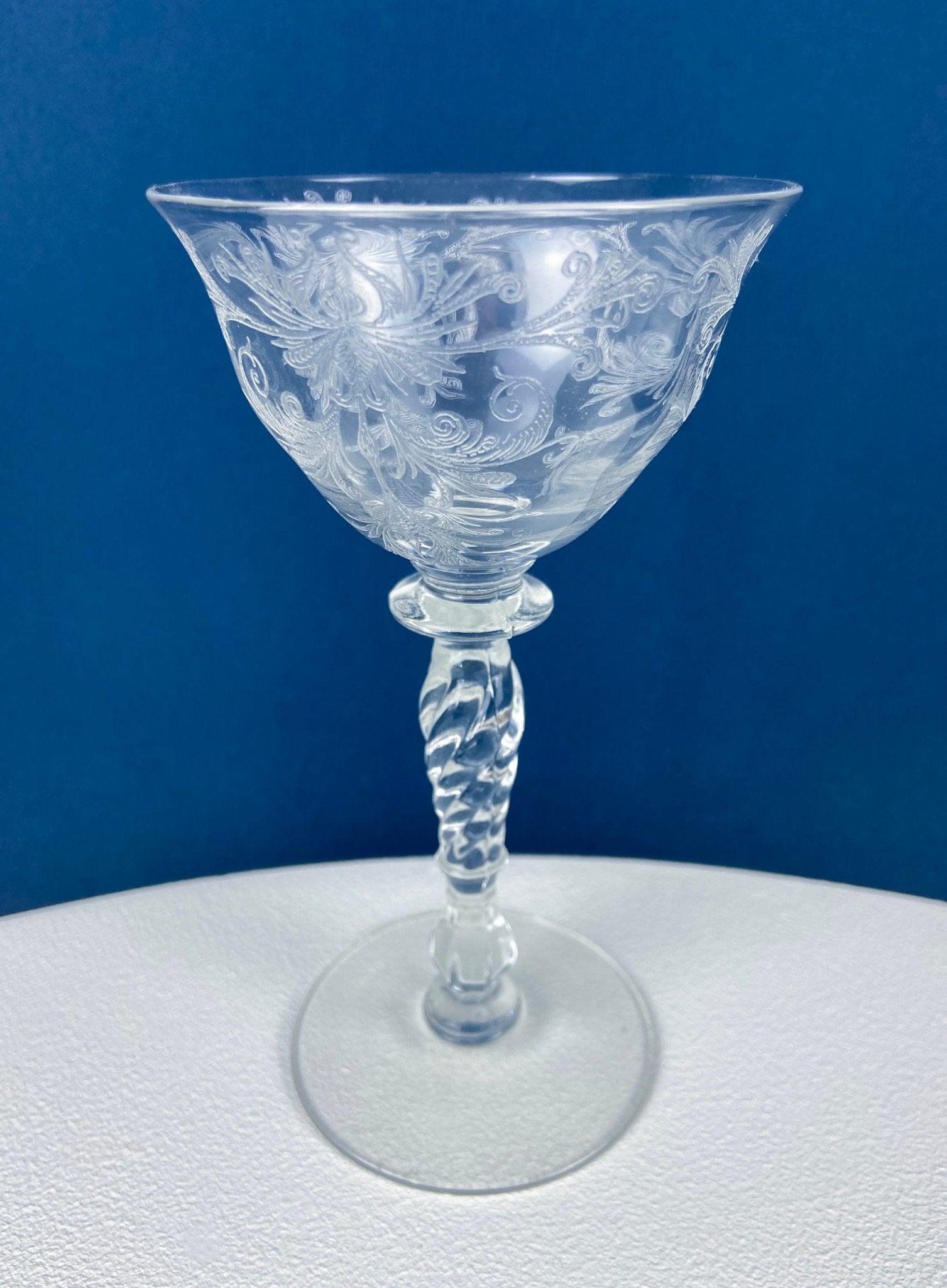 Tiffin Franciscan Water or Juice Glasses. Set of Five Byzantine Etched Stemware. Floral Motif. Fine Dining. Collectible Stemware. - I Bought a Yard Sale