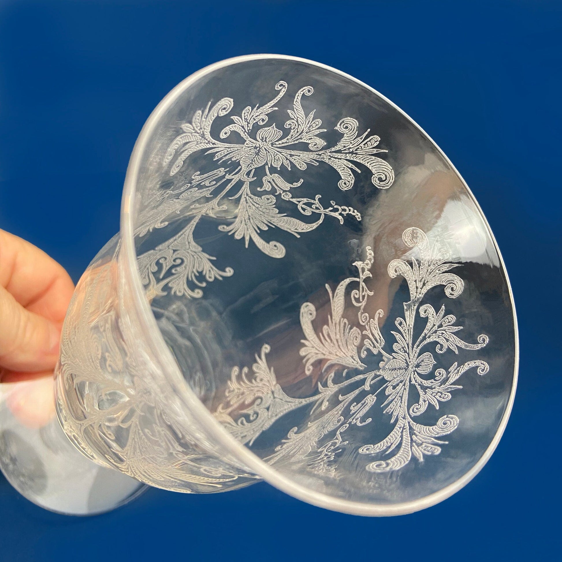 Tiffin Franciscan Water or Juice Glasses. Set of Five Byzantine Etched Stemware. Floral Motif. Fine Dining. Collectible Stemware. - I Bought a Yard Sale