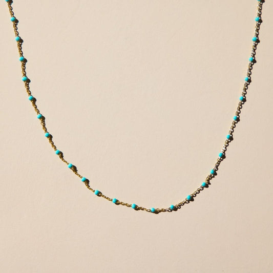 Turquoise Beaded Delicate Saturn Chain Necklace - I Bought a Yard Sale