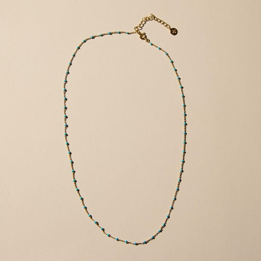 Turquoise Beaded Delicate Saturn Chain Necklace - I Bought a Yard Sale