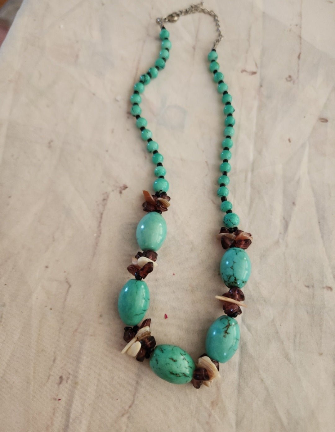 Turquoise Beads with shells Southwestern Necklace - I Bought a Yard Sale