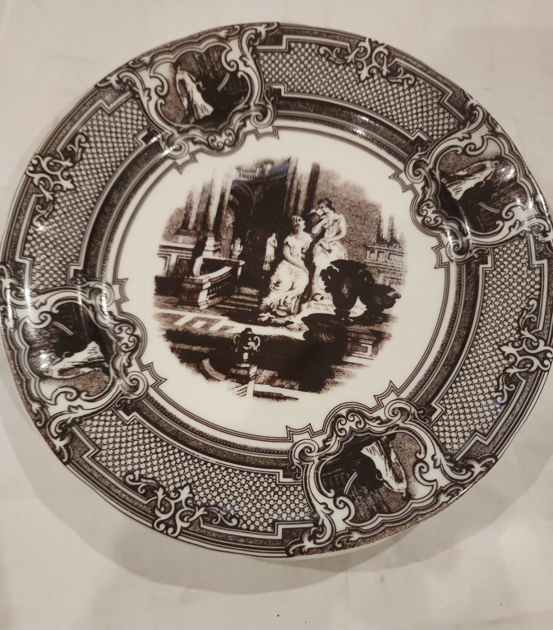 Two’s Company Brown Transferware Women & Urns Wall Hanging Plate - I Bought a Yard Sale